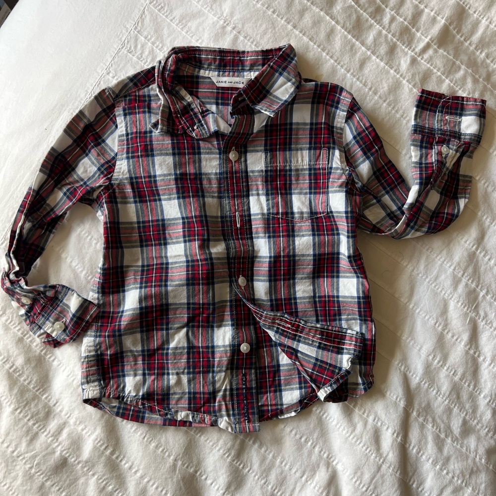 Janie and Jack Christmas Tartan Plaid button up